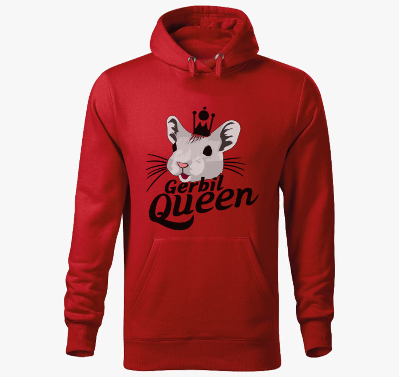 Gerbil Queen kapucnis pulóver — Piros