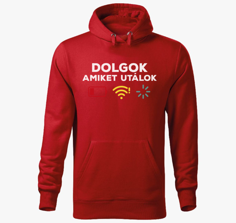 Dolgok amiket utálok  vicces kapucnis pulóver — Piros