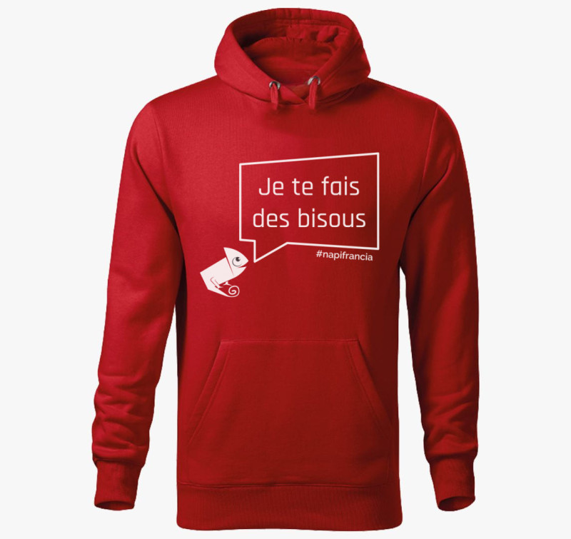 Puszillak! fehér feliratú kapucnis pulóver — Piros