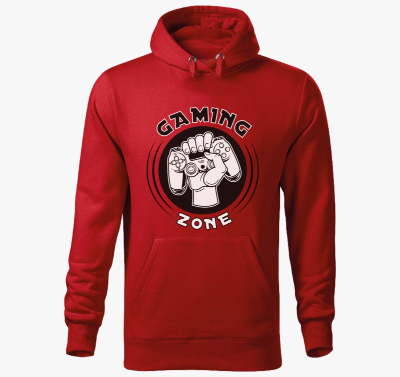 Gaming zone kapucnis pulóver — Piros