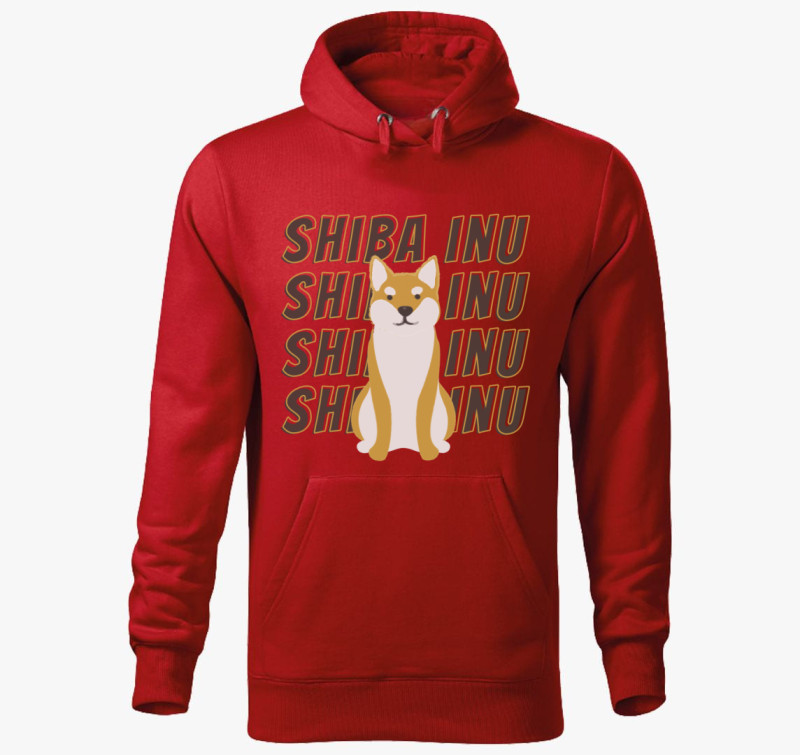 Shiba inu mintás kapucnis pulóver — Piros