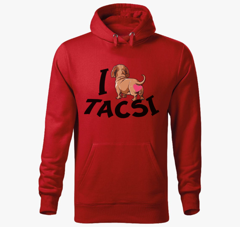 Tacsi I love tacsi kapucnis pulóver — Piros