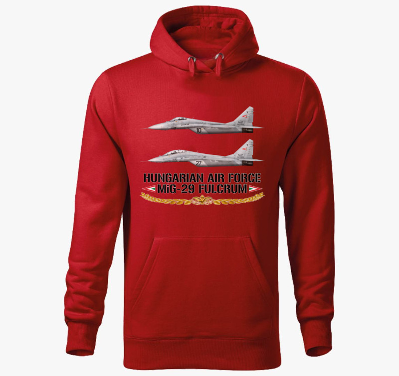 MiG-29 aranysas 2 kapucnis pulóver — Piros