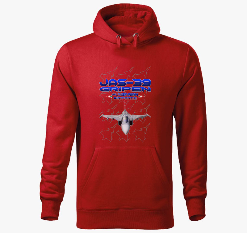 JAS-39 Gripen 2 kapucnis pulóver — Piros