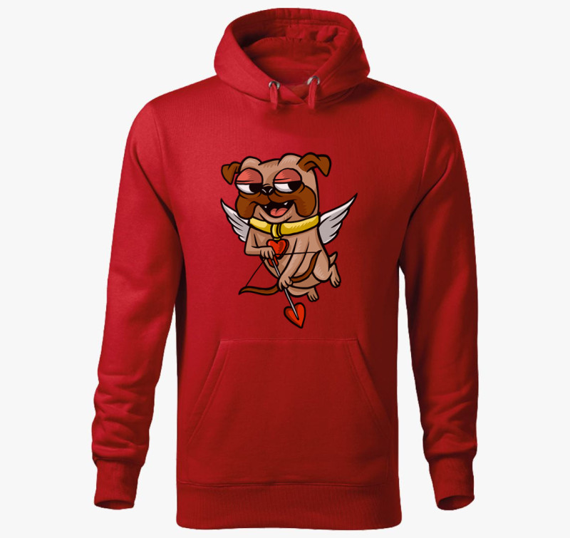 Cupidó kutya kapucnis pulóver — Piros