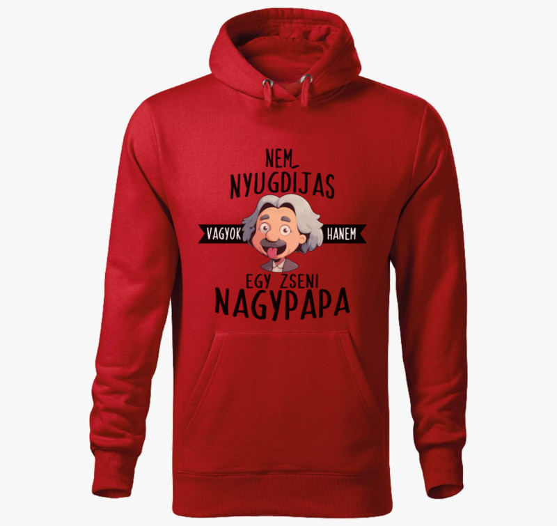 Egy Zseni Nagypapa kapucnis pulóver — Piros