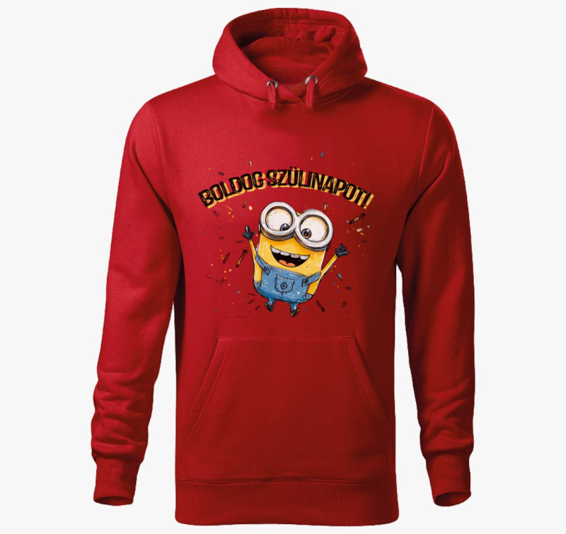 Minion Szülinap kapucnis pulóver — Piros