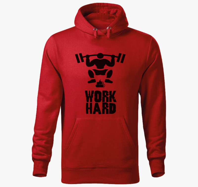 Work Hard kapucnis pulóver — Piros