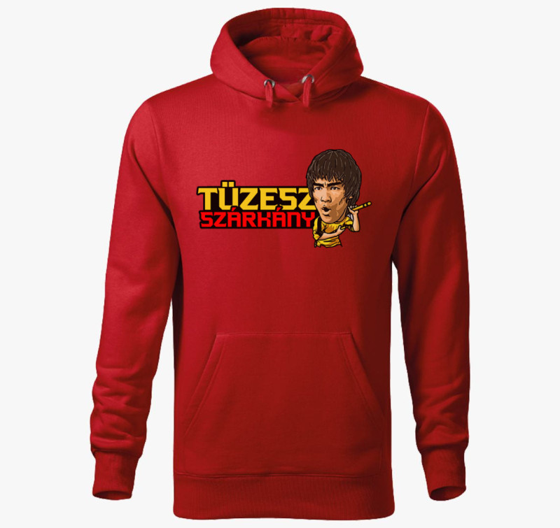 Tüzesz Szárkány kapucnis pulóver — Piros