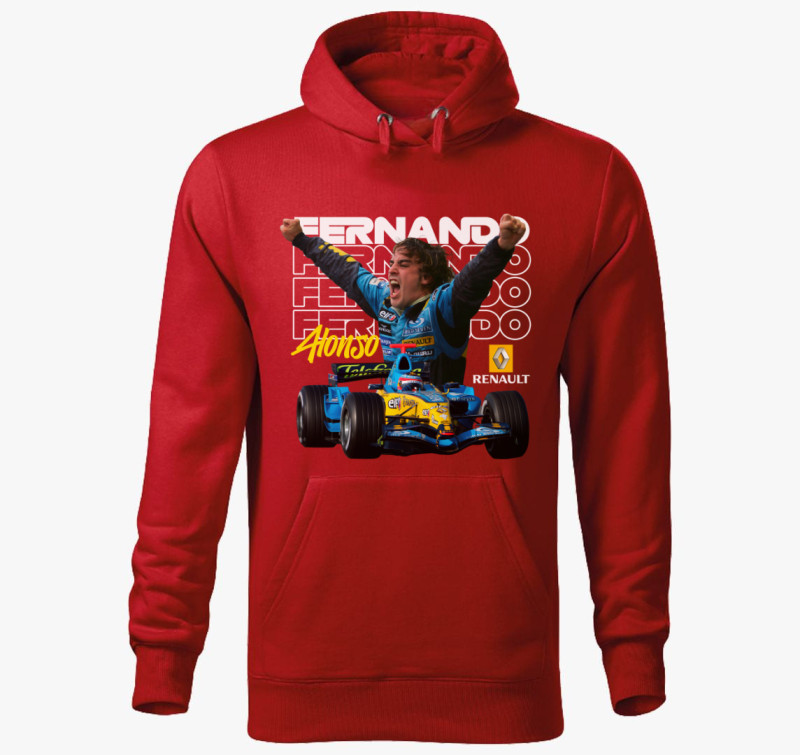 Alonso F1 kapucnis pulóver — Piros