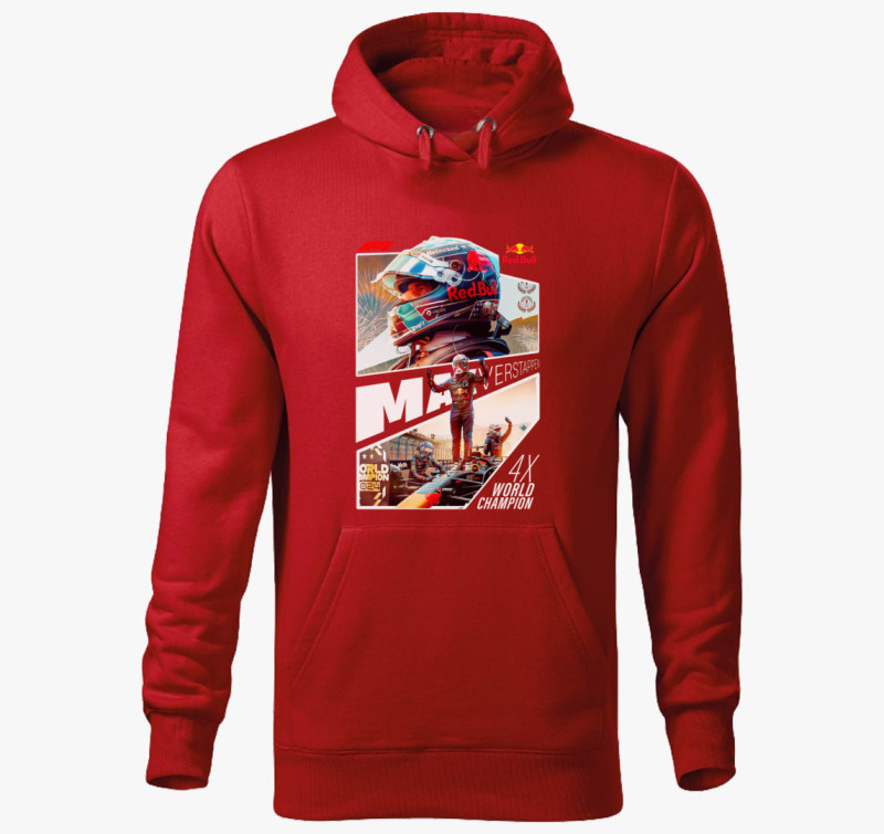 Max Verstappen World Champion kapucnis pulóver — Piros