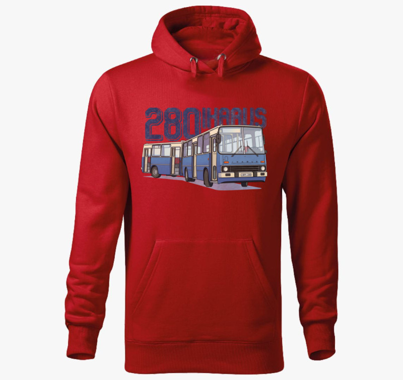 Ikarus 280 Busz kapucnis pulóver — Piros