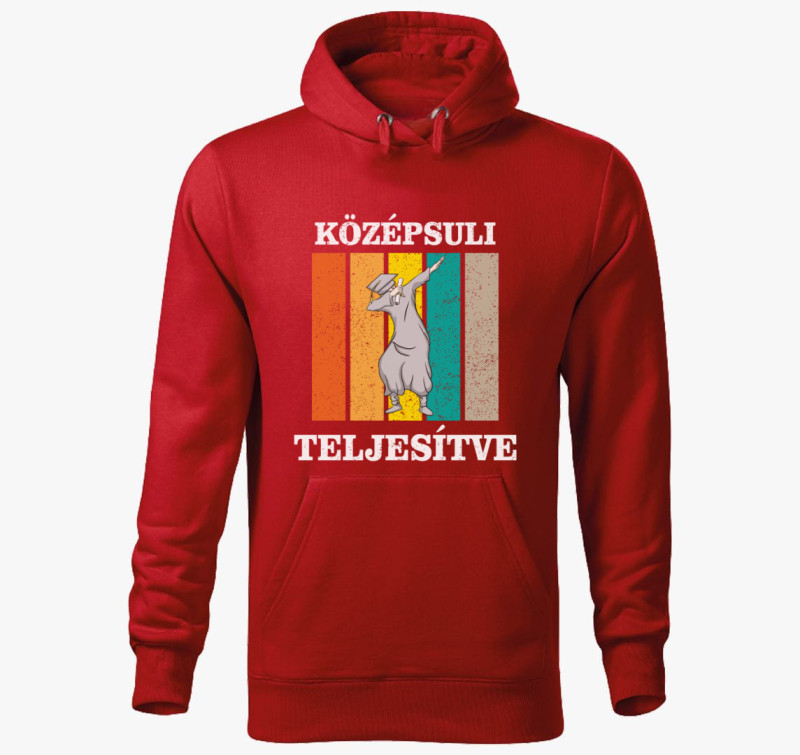 Középsuli teljesítve kapucnis pulóver — Piros