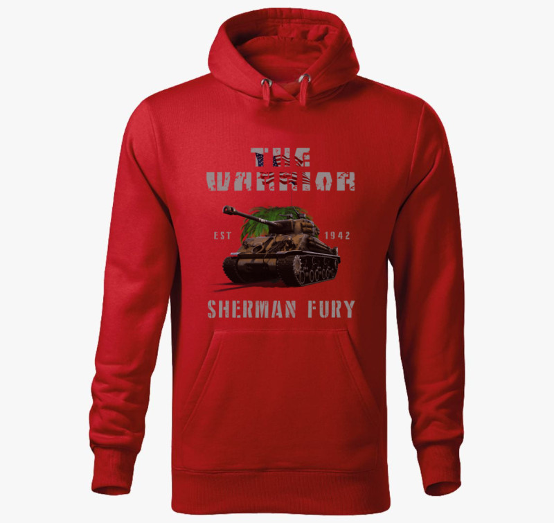 Sherman Fury kapucnis pulóver — Piros