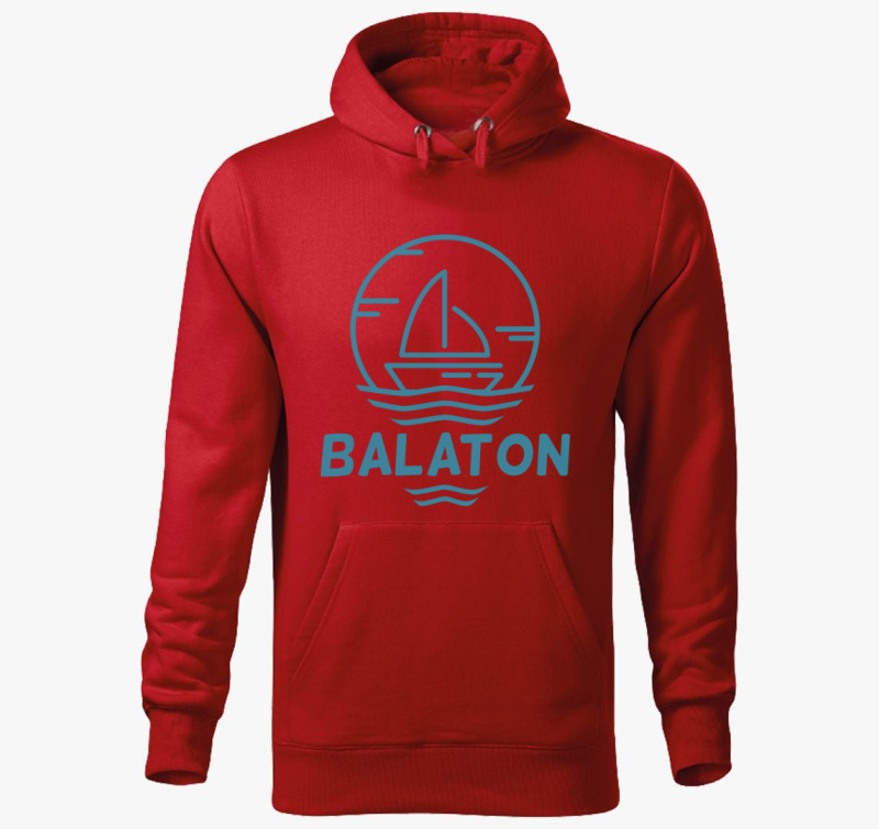 Világoskék Balaton kapucnis pulóver — Piros