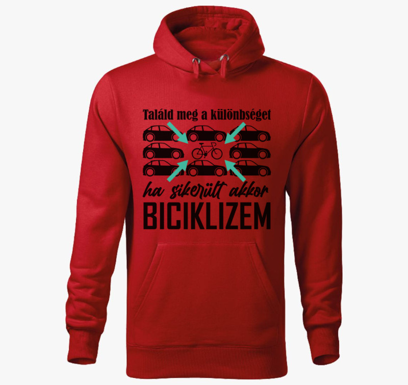 Biciklis különbség kapucnis pulóver — Piros