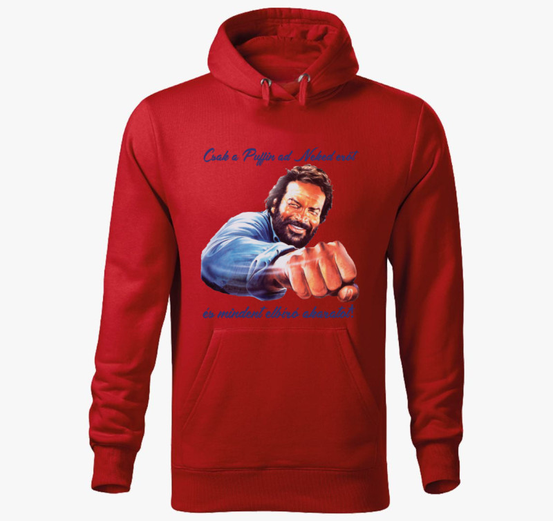 Bud Spencer puffin ököl kapucnis pulóver — Piros