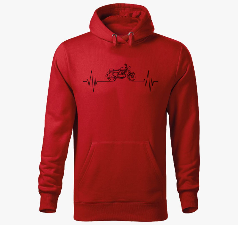 Motorozás ekg kapucnis pulóver — Piros