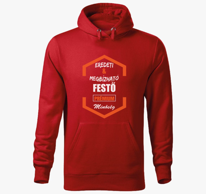 Eredeti és megbízható festő prémium minőség kapucnis pulóver — Piros