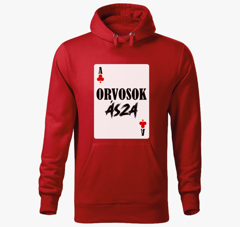 Orvosok ásza kártyás kapucnis pulóver — Piros