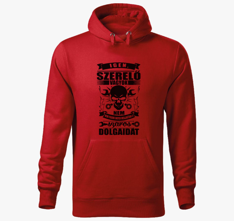 Szerelő vagyok kapucnis pulóver — Piros