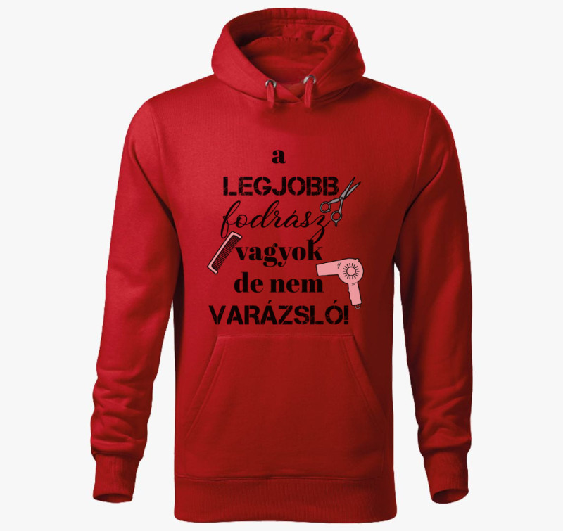 Fodrász vagyok, nem varázsló kapucnis pulóver (női) — Piros