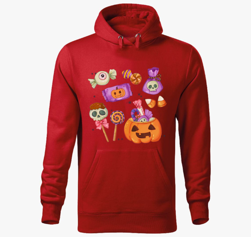 Halloween cukorka kapucnis pulóver — Piros