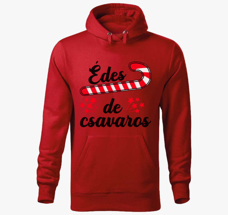 Édes de csavaros kapucnis pulóver — Piros