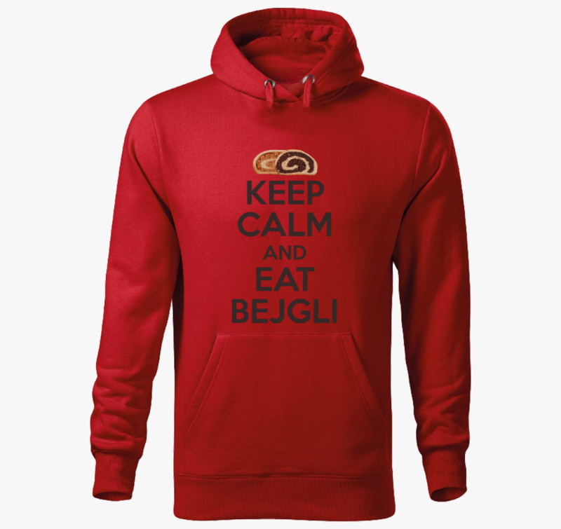 Keep calm and eat bejgli kapucnis pulóver — Piros