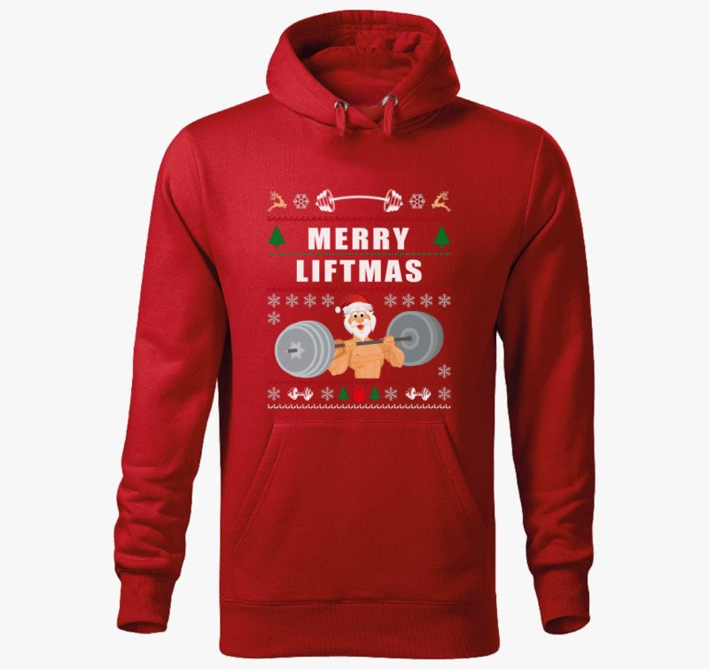 Merry liftmas kapucnis pulóver — Piros