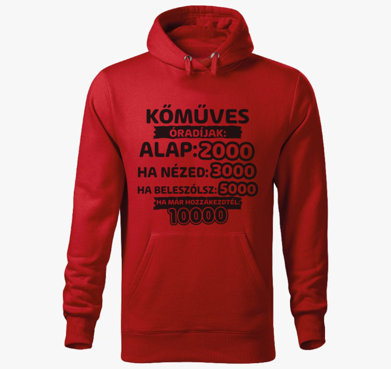 Kőműves óradíjak munka kapucnis pulóver — Piros