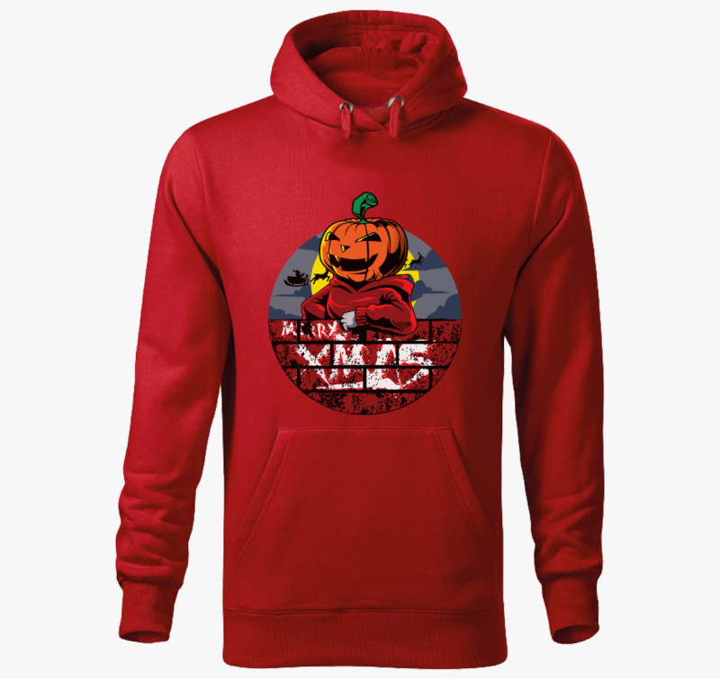 Halloween-i karácsony kapucnis pulóver — Piros