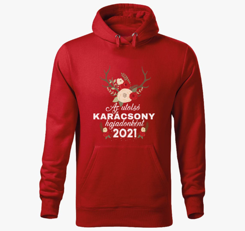 Utolsó karácsony hajadonként kapucnis pulóver — Piros