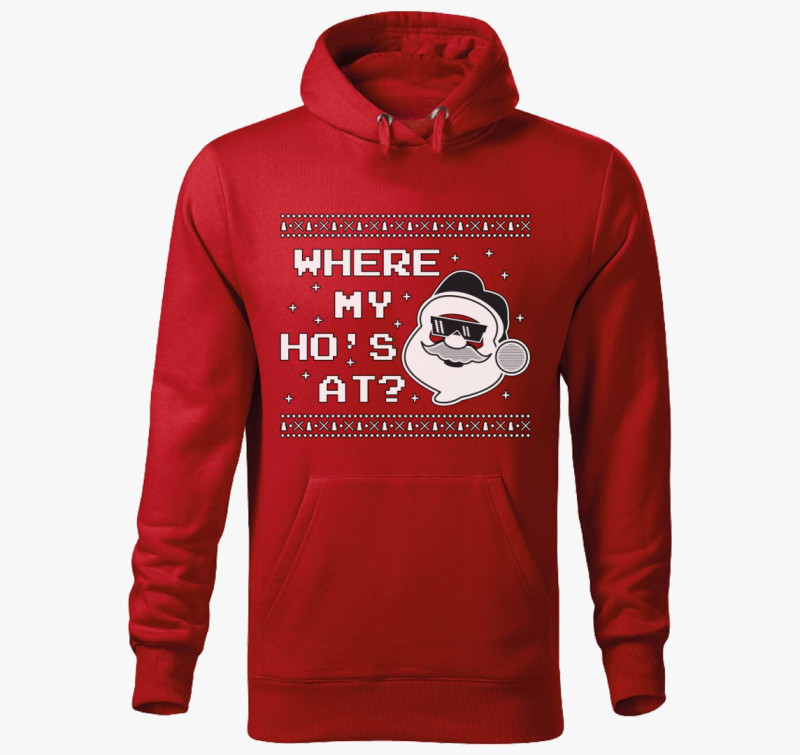 Where my hos at kapucnis pulóver — Piros