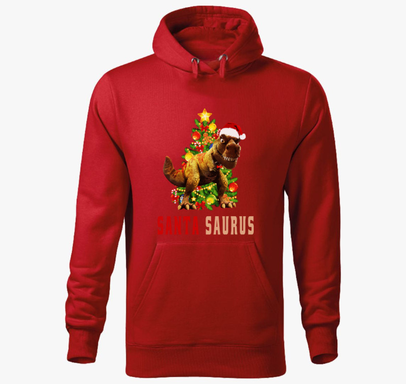 Santa Saurous kapucnis pulóver — Piros
