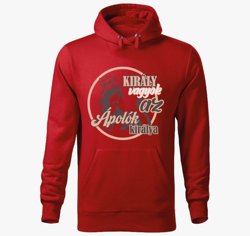 Király vagyok ápolós kapucnis pulóver — Piros