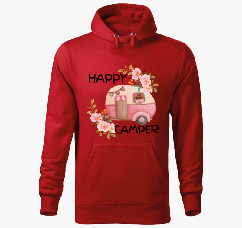 Happy camper kapucnis pulóver — Piros