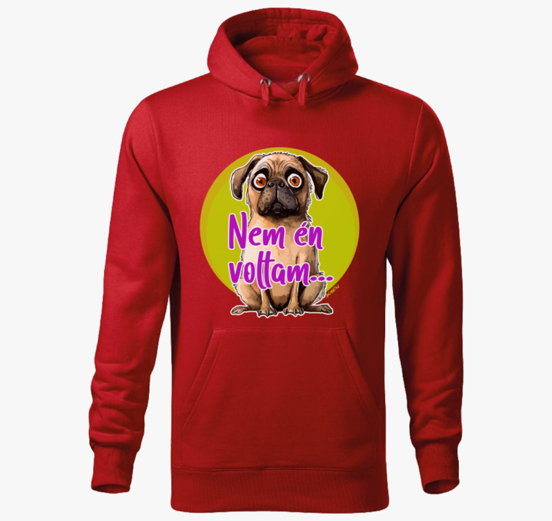 Mopsz kutya kapucnis pulóver — Piros