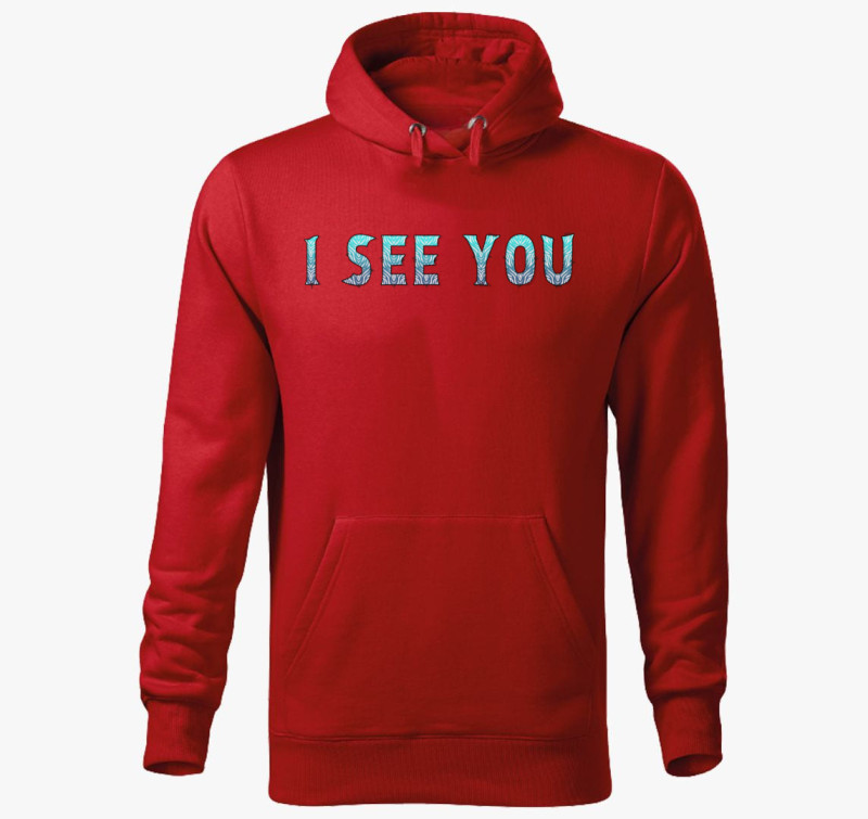 I see You (kék vízmintás) kapucnis pulóver — Piros