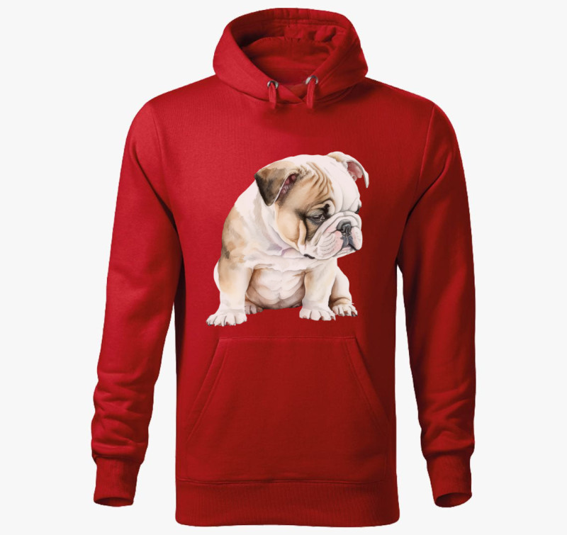 Angol bulldog kapucnis pulóver — Piros