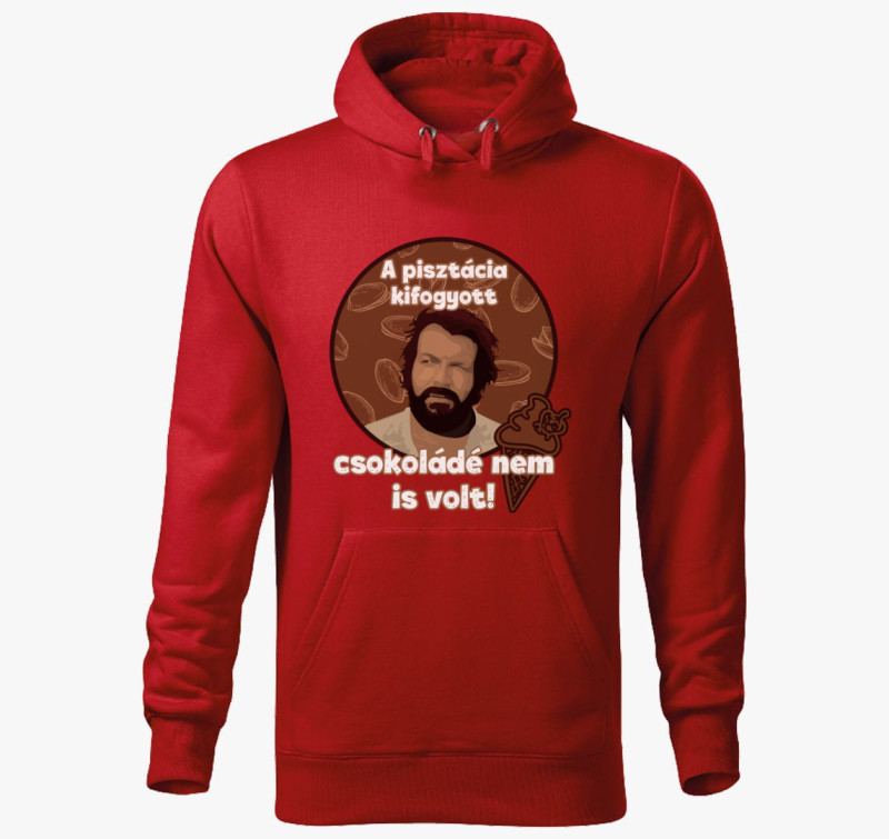 A pisztácia kifogyott csokoládé nem is volt Bud Spencer kapucnis pulóver — Piros