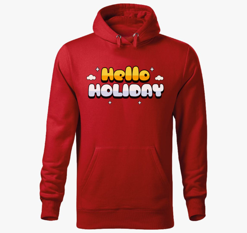 Hello Holiday kapucnis pulóver — Piros