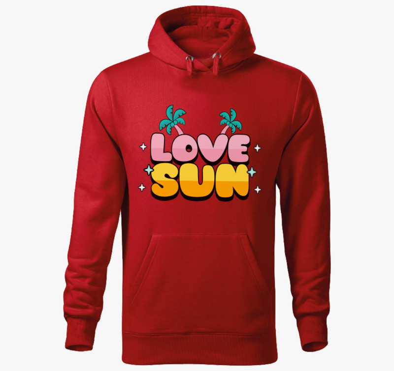 Love Sun kapucnis pulóver — Piros
