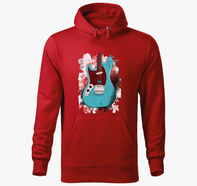 Kurt Cobain gitár kapucnis pulóver — Piros