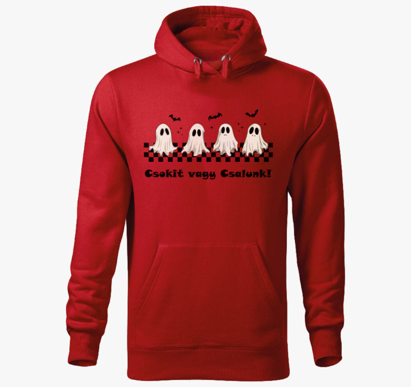 Csokit vagy csalunk kapucnis pulóver — Piros