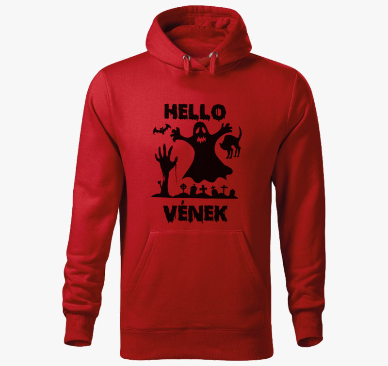 Hello vének halloween kapucnis pulóver — Piros