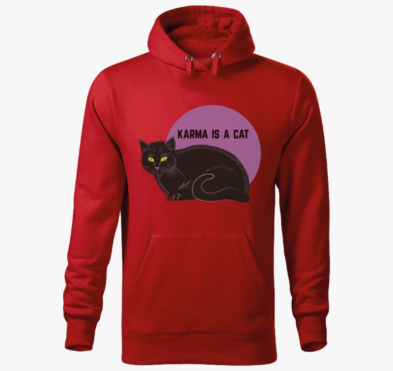 Karma is a cat kapucnis pulóver — Piros