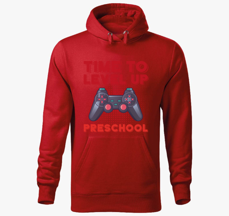 Preschool piros feliratos kapucnis pulóver — Piros