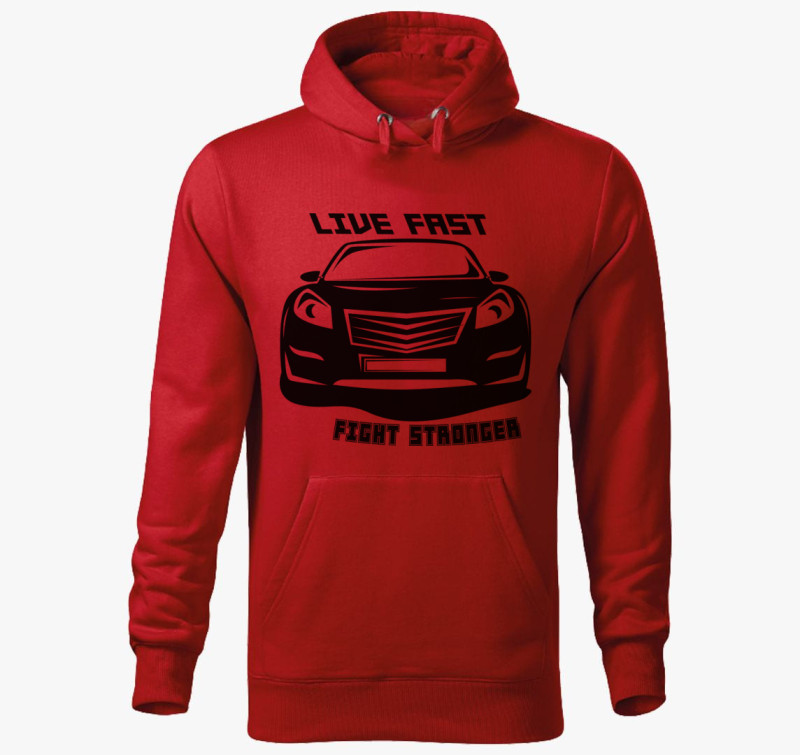 Live fast 7 kapucnis pulóver — Piros
