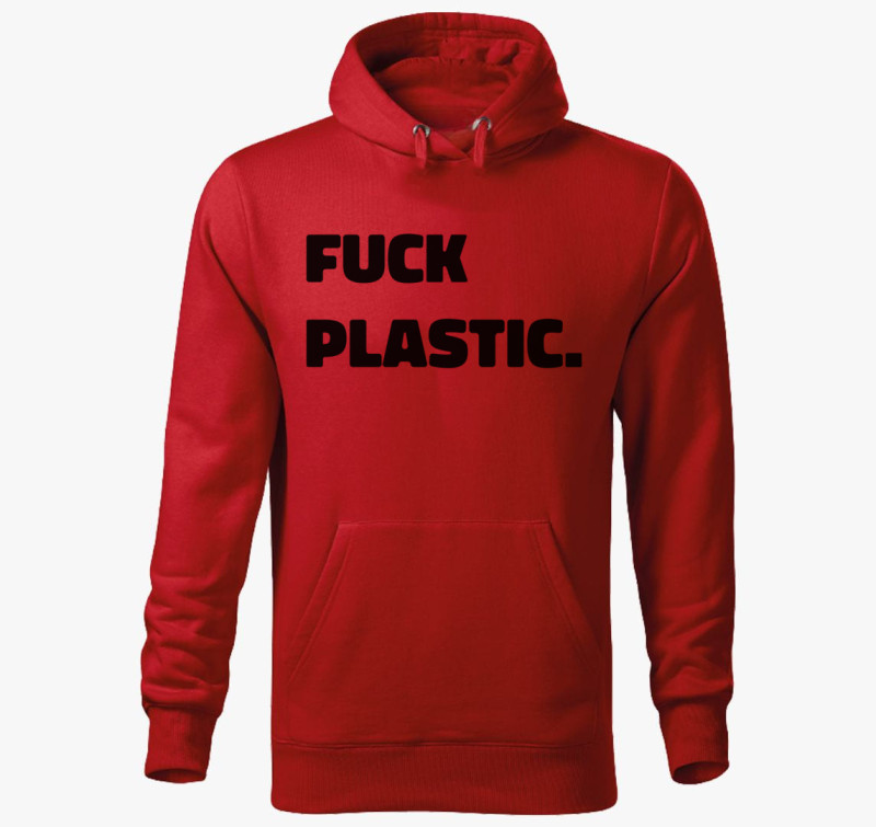 Fuck plastic kapucnis pulóver — Piros